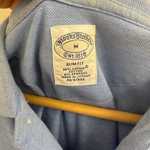 Brooks Brothers Polo Shirt Mens Size M Slim Fit Blue Gray Logo Embroidered - Picture 4 of 7
